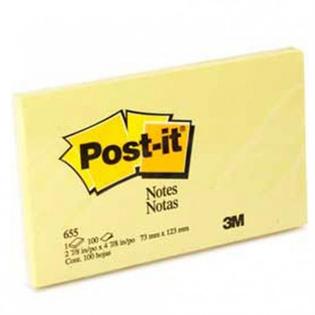 NOTA ADHESIVA COLOR AMARILLO 3" X 5" POST-IT 655