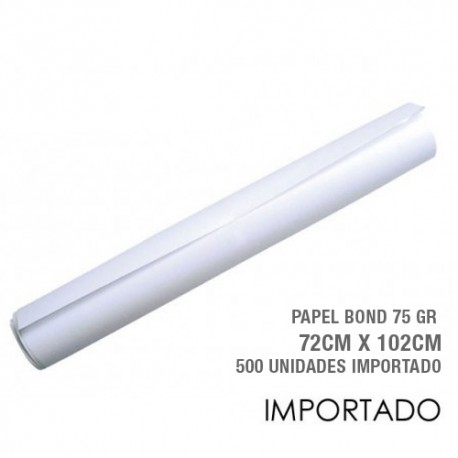 PAPEL BOND 56GR DE 72CM X 102CM DE X 500 UNIDADES IMPORTADO